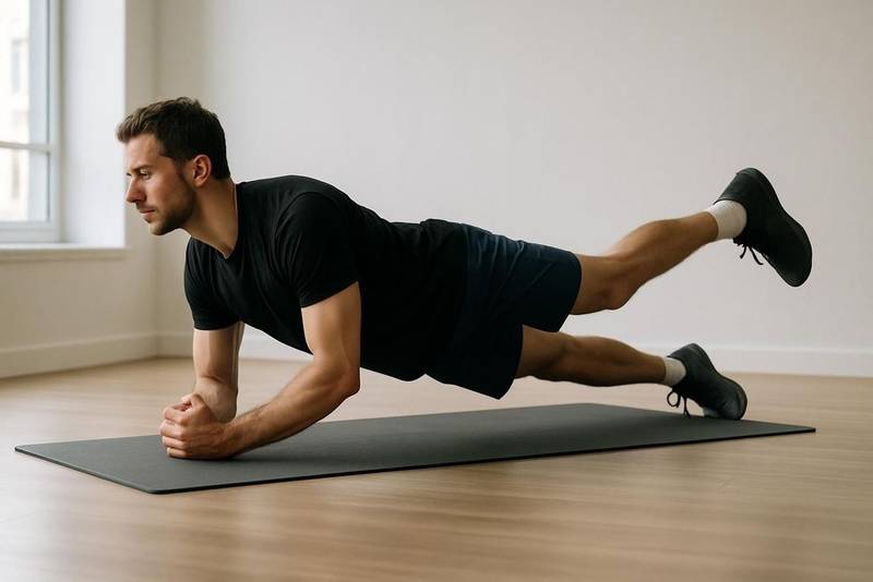 Exercice de gainage, mouvement contr&ocirc;l&eacute;