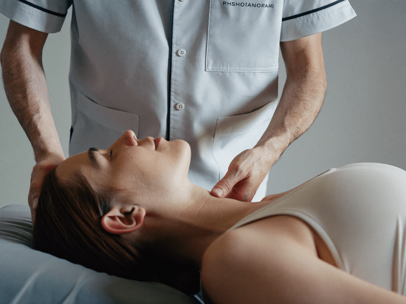 Travail manuel &agrave; la base du cr&acirc;ne, rel&acirc;chement des muscles sous-occipitaux